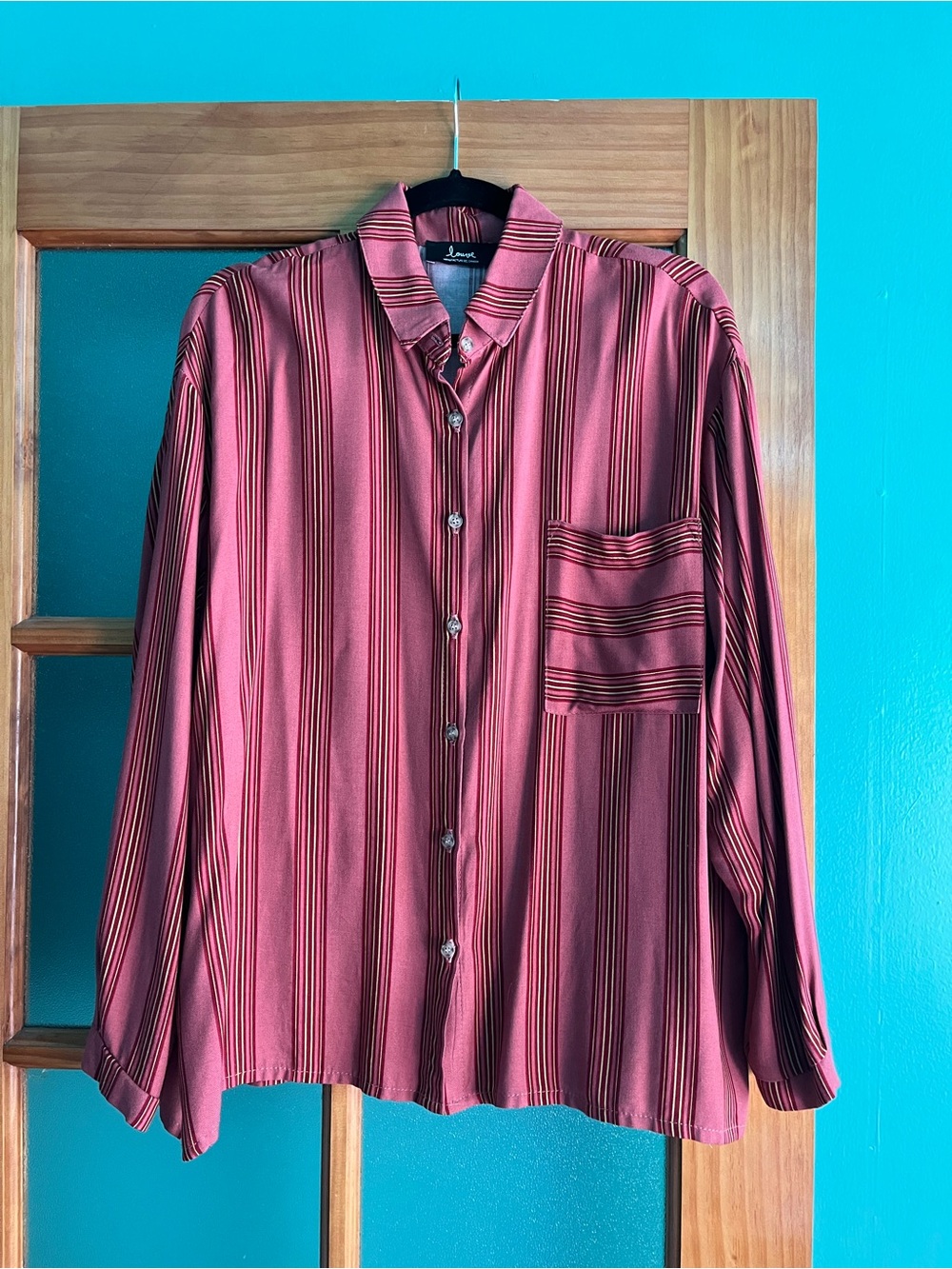 Red Striped Button-Up Shirt - Vintage Style